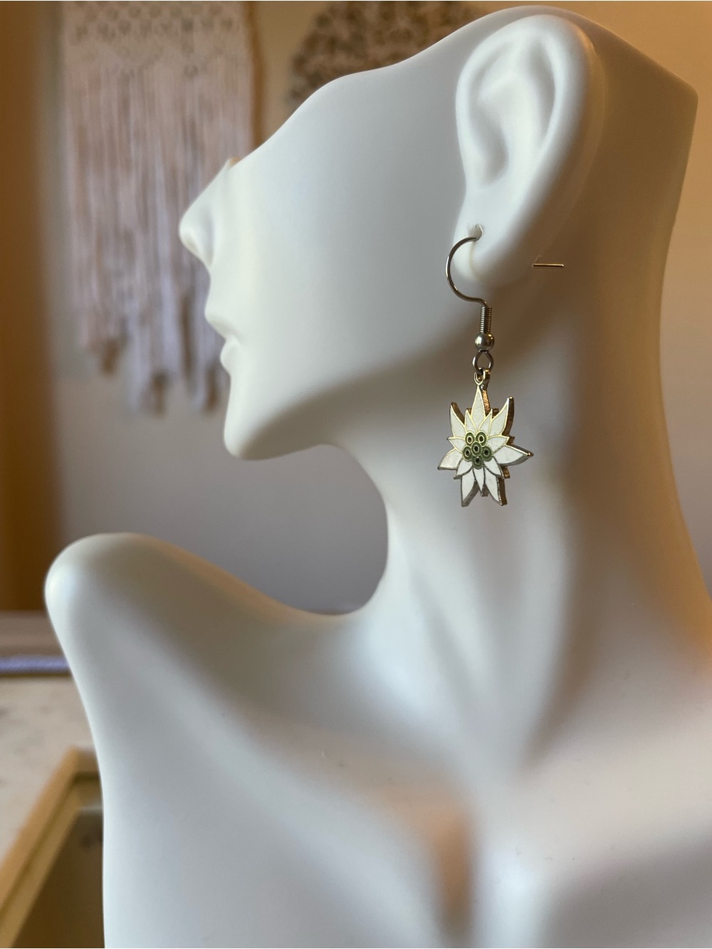 Silver toned White Lotus Drop Earrings - Women Jewelry